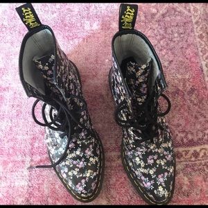 Black Floral Dr. Martens with Pointed Toe.